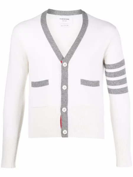 Cardigan Thom Browne din cașmir cu dungi alb