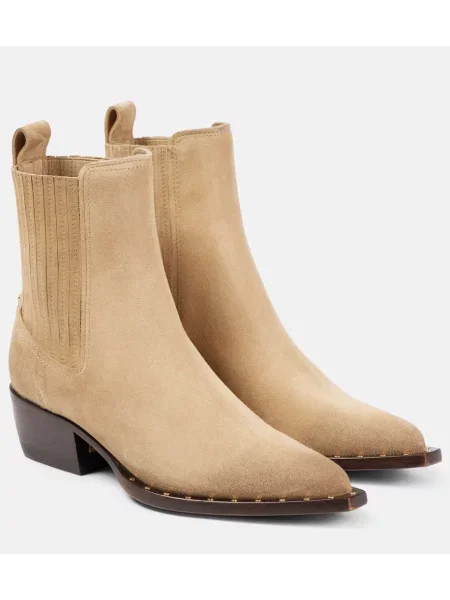 Cizme scurte Golden Goose din piele de căprioară auriu