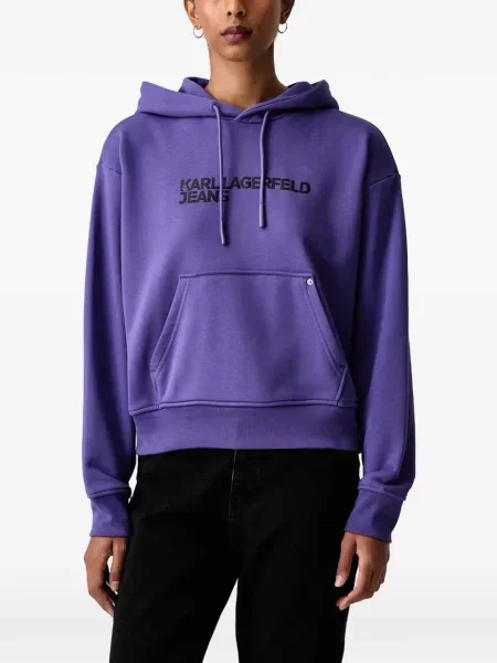 Hanorac cu glugă Karl Lagerfeld Jeans cu imagine cu cordon violet