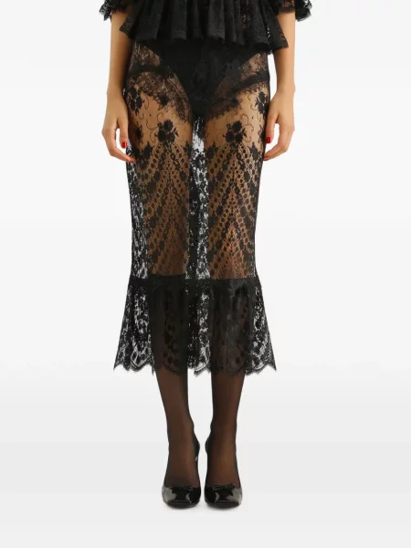 Midi-suknja Dolce & Gabbana s čipkom crna