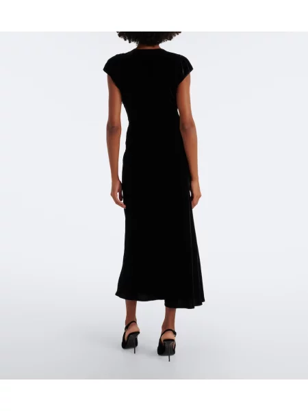 Rochie midi Rixo de catifea drapată negru