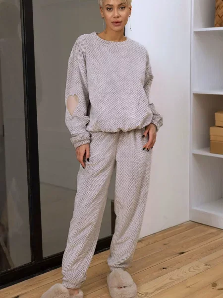 Пижама Leinle с длинным рукавом серая