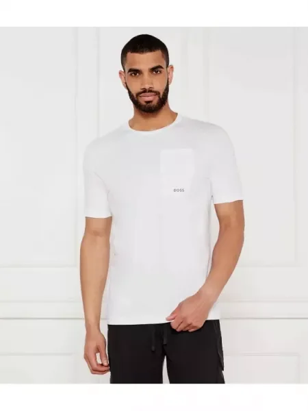 BOSS GREEN Tricou Tee Urban Tech | stretch alb