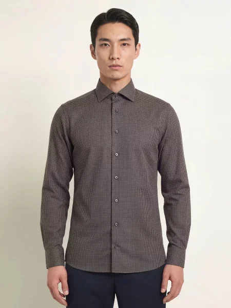 Eton Košile Slim Fit hnědá / tmavě modrá