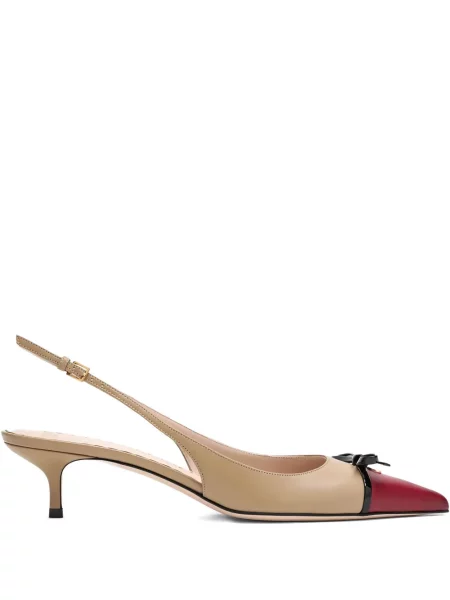 Pantofi cu toc Valentino Garavani cu funde slingback maro