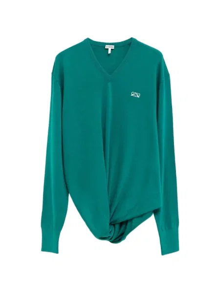 Pulover Loewe cu decolteu în V verde