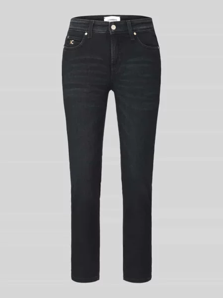 Jeansy o kroju slim fit z mieszanki bawełny model PIPER SHORT' Cambio czarne