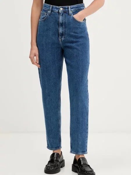 Tommy Jeans blugi mom fit pentru femei albastru