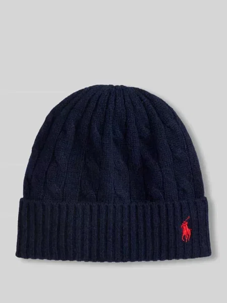 Czapka z mieszanki wełny z wyhaftowanym logo Polo Ralph Lauren granatowa