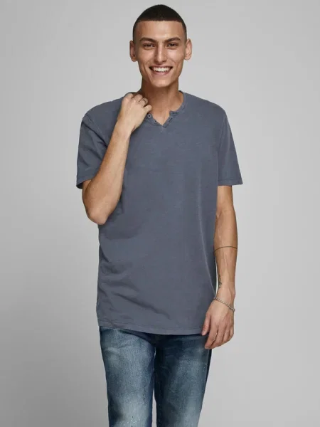 JACK & JONES Póló SPLIT galambkék sötétkék