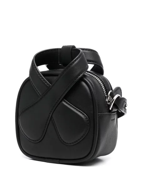 Kožená crossbody kabelka Courrèges černá