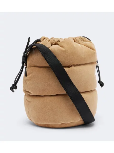 Geantă Moncler din piele de căprioară bej