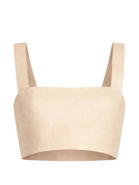 Lniany top Elie Saab z nadrukiem o krotszym kroju