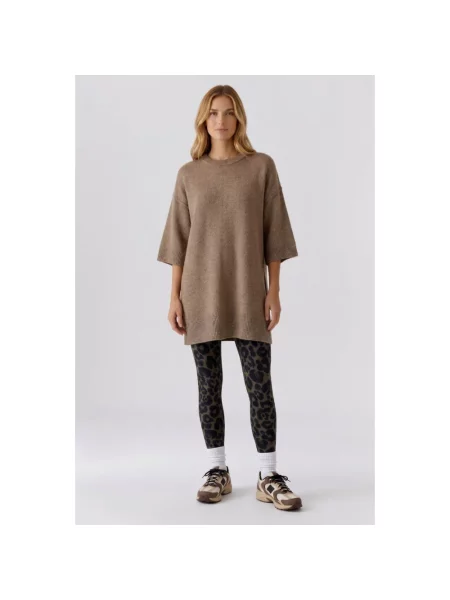 Sweter Oui wełniany brązowy