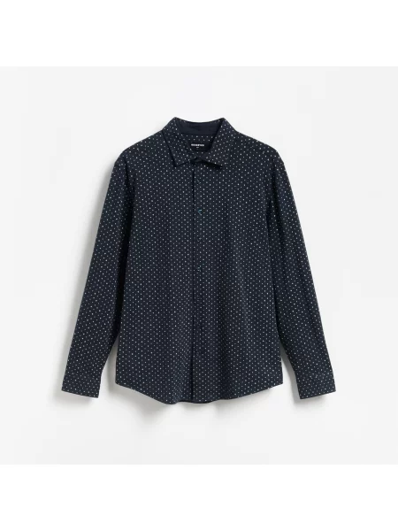 Reserved Mintás slim fit ing tengerészkék