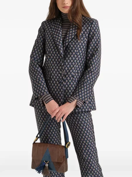 Sacou Maliparmi cu imprimeu geometric din jacard albastru