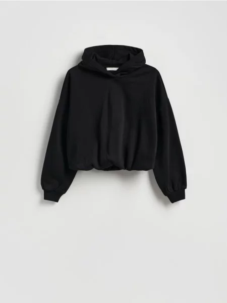 Reserved Krótka bluza z bawełną czarny