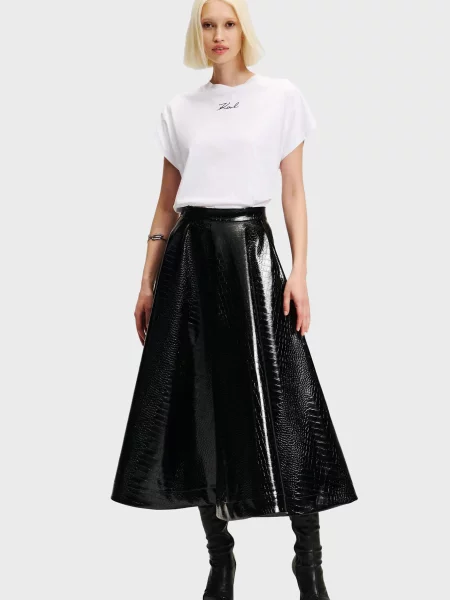 Шкіряна спідниця Karl Lagerfeld чорна
