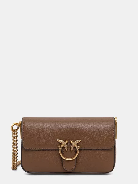 Pinko crossbody kabelka dámska kožená hnedá