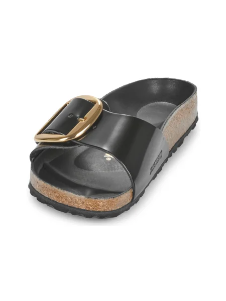 Kožené šľapky Birkenstock s prackou čierna