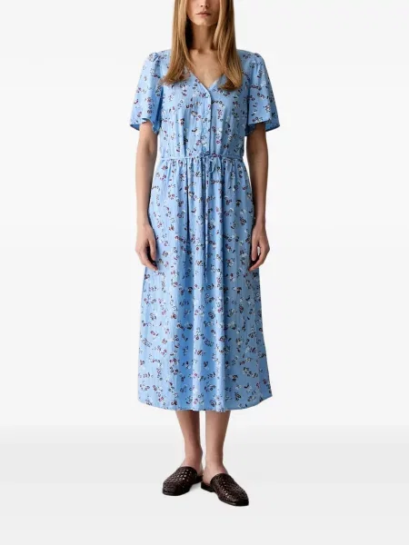 Rochie midi Marc O'polo cu model floral cu imagine cu legături albastru
