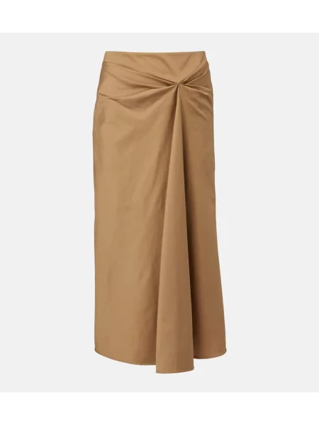 Fustă midi Max Mara din satin până la genunchi bej