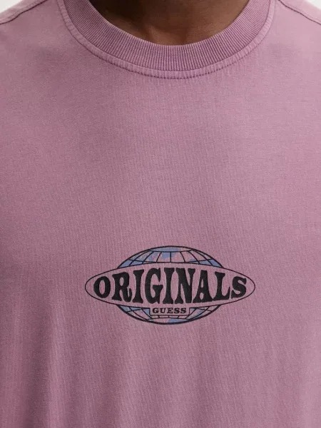 Футболка Guess Originals с принтом бордовая