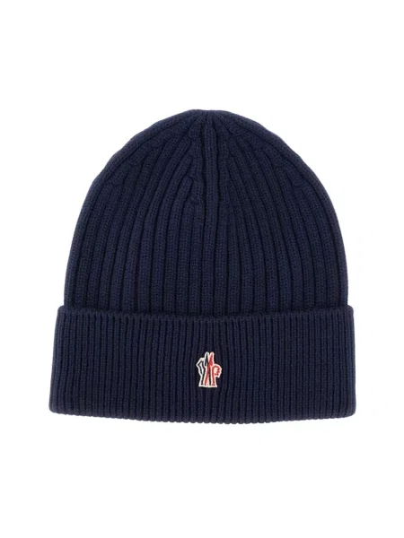 Czapka Moncler wełniana niebieska