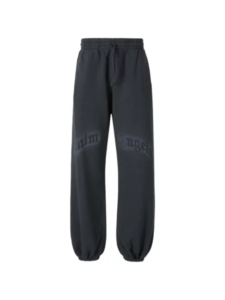 Pantaloni Palm Angels cu broderie alergare gri