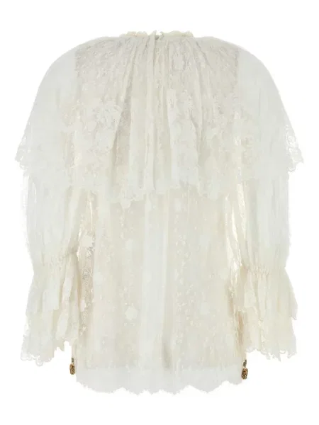 Top Chloé din dantelă alb