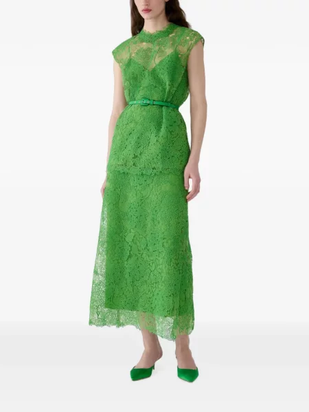 Midi-suknja Carolina Herrera s čipkom zelena