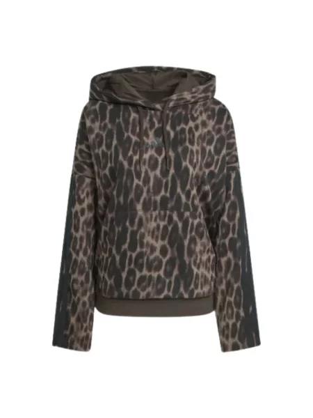 Bluza z kapturem Adidas z kapturem z nadrukiem w panterkę