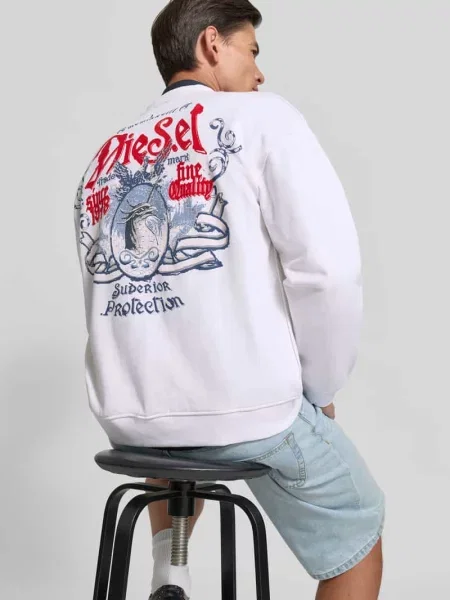 Bluza z nadrukiem z logo Diesel biała