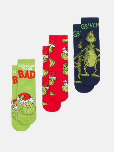 Sinsay Dlouhé ponožky s bavlnou 3 ks Grinch vícebarevná
