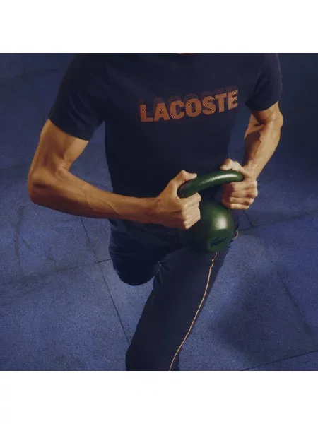 Lacoste Sportowy T-Shirt Ultra Dry Z Graficznym Nadrukiem niebieski