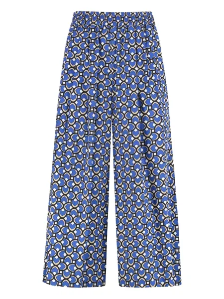 Cropp pantaloni Weekend Max Mara cu imagine cu imprimeu geometric albastru
