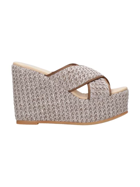 Sandały Espadrilles na koturnie brązowe