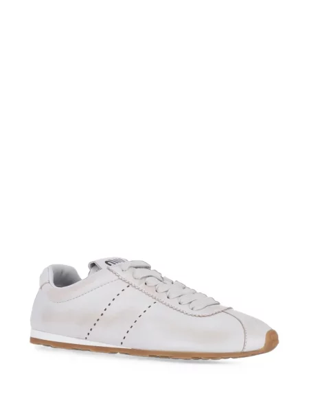 Sneakerși Miu Miu din piele de căprioară alb