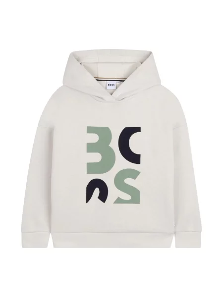 BOSS Sweater majica Felpa cappuccio beige per bambino' bež