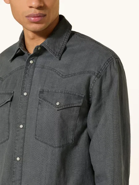 Scotch & Soda Košile Comfort Fit V Džínovém Stylu tmavě šedá