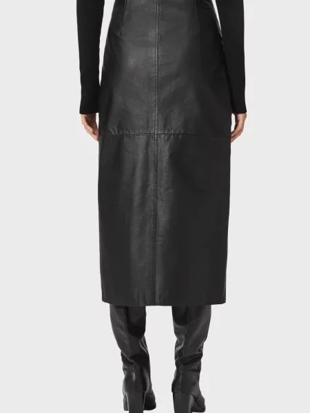 Шкіряна спідниця Allsaints чорна