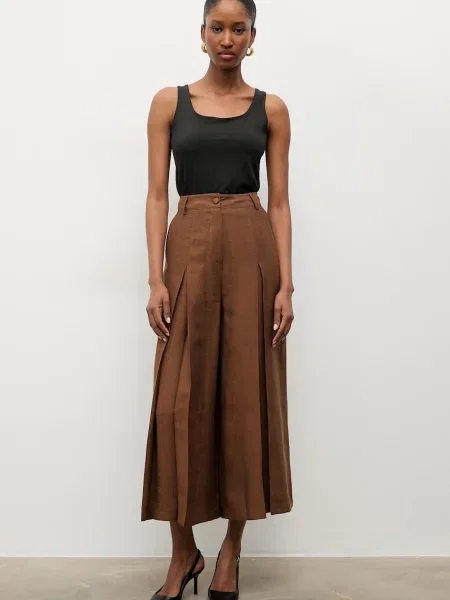 Answear.LAB pantaloni culottes pentru femei cu lyocell maro