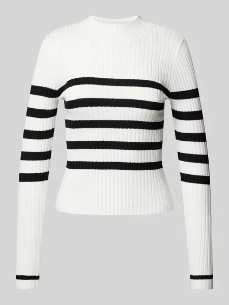Sweter z prążkowanej dzianiny model ‘FIFI’ Noisy May biały