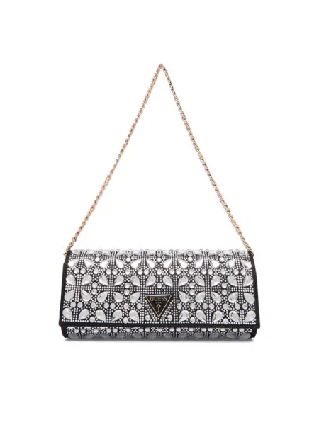 Guess Ročna torba Elsie Mini srebrna