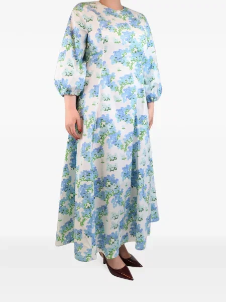 Rochie maxi Bernadette cu model floral cu imagine alb