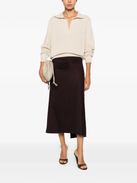 Fustă midi Victoria Beckham de lână roșu