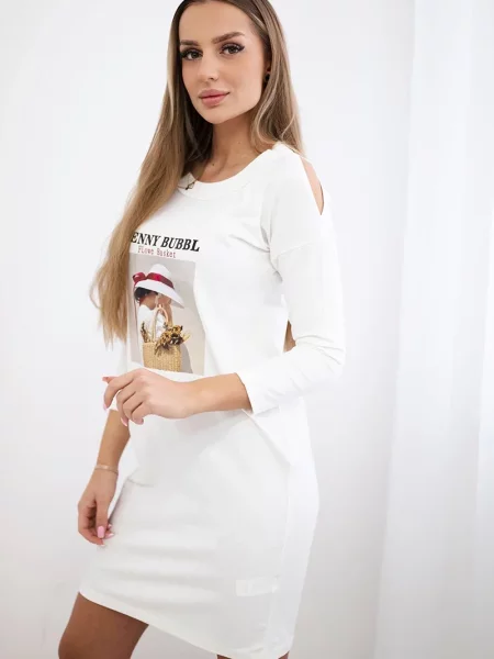 Obleka obleka Kesi s potiskom bela