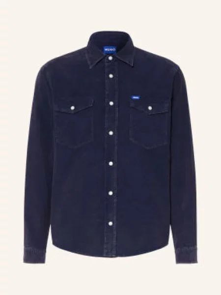 Hugo Koszula Z Sztruksu Ebino Comfort Fit blau granatowa