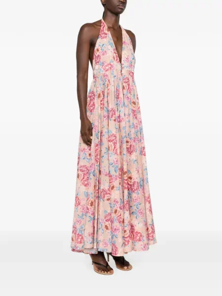 Rochie maxi Anjuna cu model floral cu imagine roz