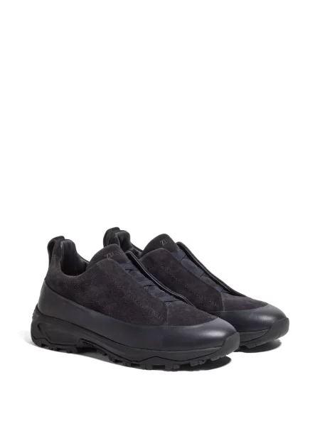 Sneakerși Zegna din piele de căprioară negru
